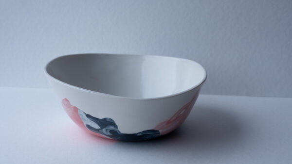 Swirling Pink and Black Studio Bowl 04