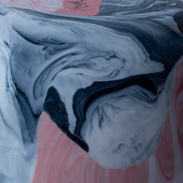 Swirling Pink and Black Studio Bowl 04