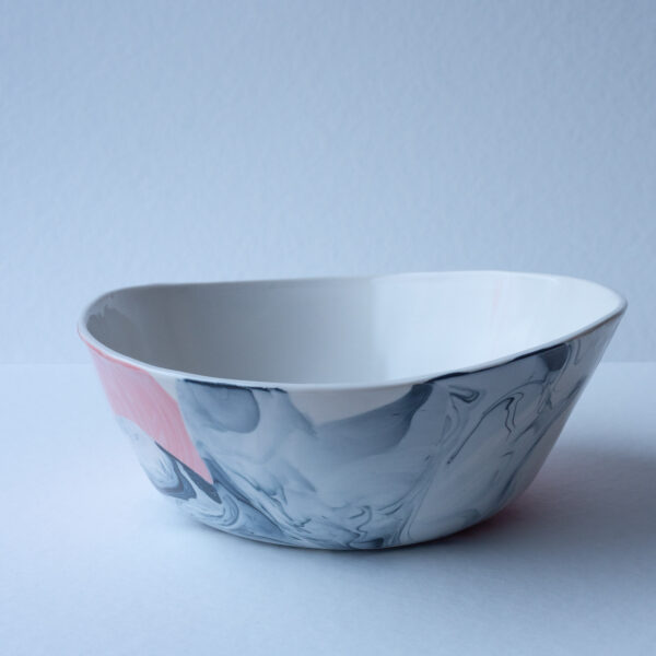 Swirling Pink and Black Studio Bowl 04